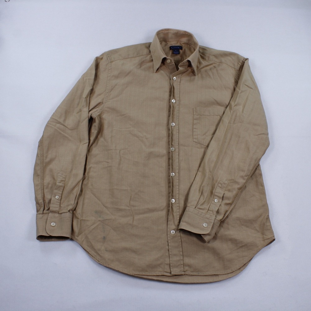 Como Sport Brown Shirt, Size L, 100% Cotton, Made in Italy - Men's